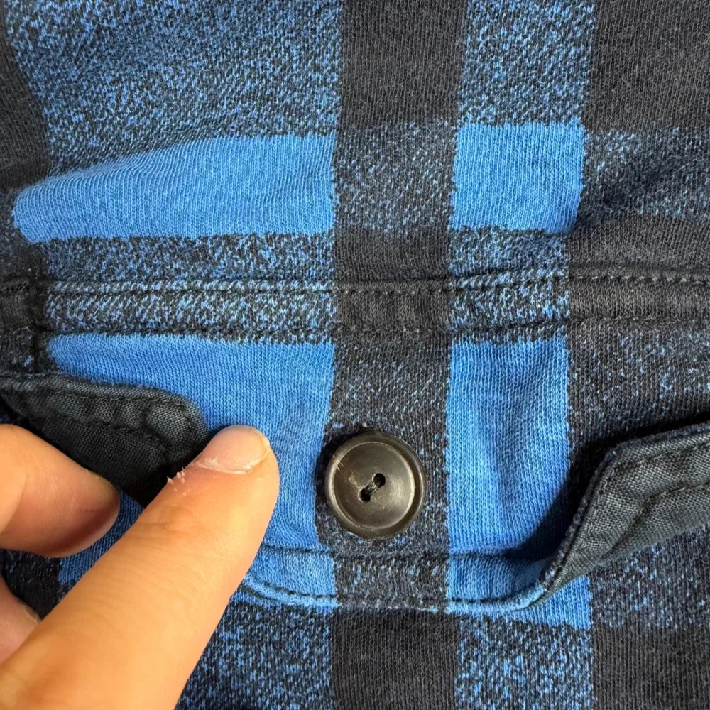 Polo Ralph Lauren Guide Men XXL Blue Black Plaid Cotton work shirt cateye button